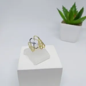 Anel Aro Infinito Ródio e Banho Ouro18k