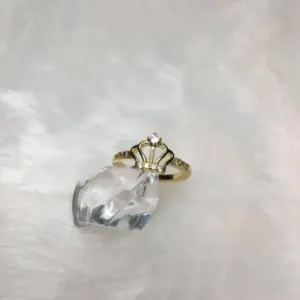 Anel Falange Coroa Cravejado em zircônias Banhado a Ouro 18k