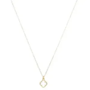 Colar Infantil Trevo Cristal 35cm Banhado a Ouro 18k