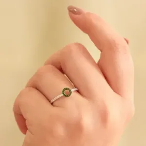 Anel Redondinho Esmeralda Prata 925