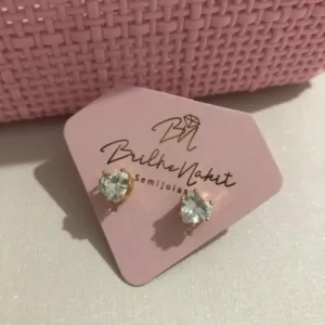 Brinco Ponto de Luz Coração Banhado a Ouro 18k