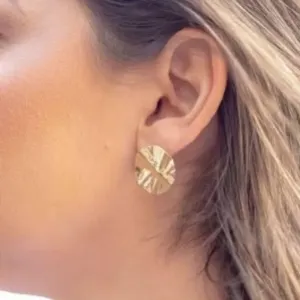 Brinco Redondo Orgânico M Banhado a Ouro 18k