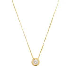 Colar Ponto de Luz Zircônia 5mm Redonda 45cm Banhado a Ouro 18k