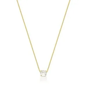 Colar Ponto de Luz com Pedra Zircônia 5mm (45cm) Banhado a Ouro 18k