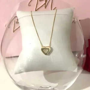 Colar Coração com Zircônia 45cm Banhado a Ouro 18k
