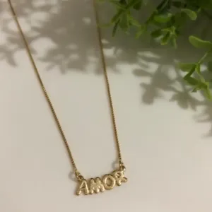 Colar Amor 45cm Banhado a Ouro 18k