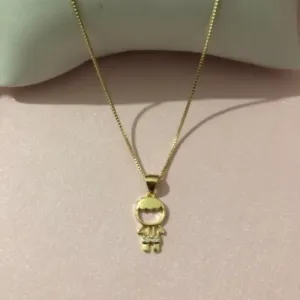 Colar Menino com Shorts Zircônia 45cm Banhado a Ouro 18k