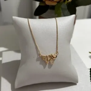 Colar Eu Amo Vc 45cm Banhado a Ouro 18k
