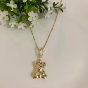 Colar Ursinho 50cm Banhado a Ouro 18k