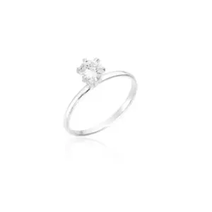 Anel Solitário com Zircônia Prata 925