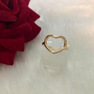 Anel Coração Vazado Banhado a Ouro 18k