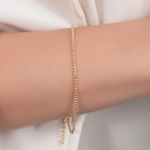 Pulseira Corrente de Bolinhas 18cm+3cm Banhada a Ouro 18k