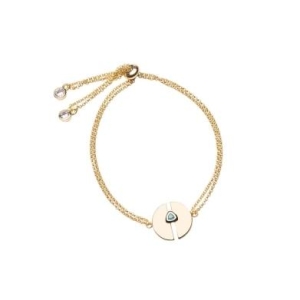 Pulseira Regulável Zircônia Central Banhado a Ouro 18k