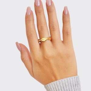 Anel Ajustável Design Orgânico Banhado a Ouro 18k