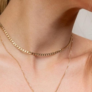 Choker Corrente 35cm + 10cm Extensor Banhado a Ouro 18k