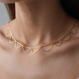 Choker Gold Babado 30cm + 10cm Extensor Banhado a Ouro 18k