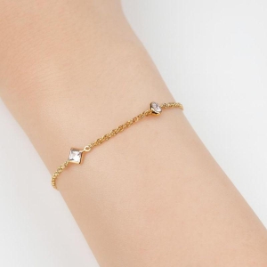 Pulseira com Cristais Geométricos 15cm + 5cm Banhado a Ouro 18k