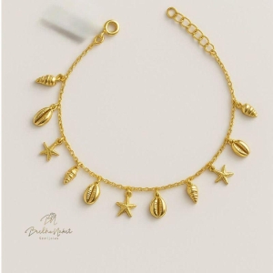 Tornozeleira Fundo do Mar 21cm + 5cm Extensor Banhado a Ouro 18k