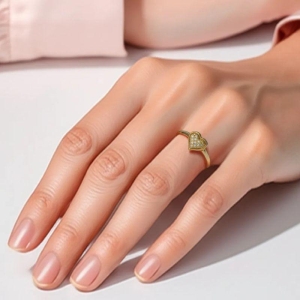 Anel Coração Cravejado Banhado a Ouro 18k