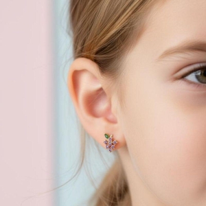 Brinco Cacho de Uva em Cristais Banhado a Ouro 18k