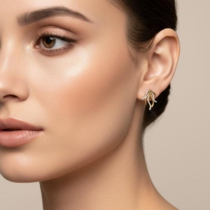 Brinco Galhos com Aplique em Ródio Banhado em Ouro 18k