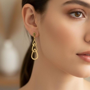 Brinco Gotas Vazadas Interlaçadas Banhado a Ouro 18k