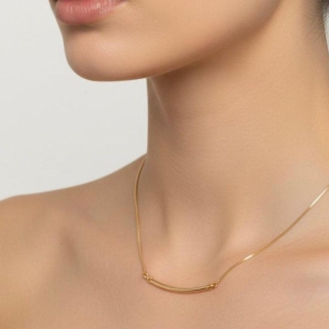 Colar com Detalhe Tubo 45cm + 5cm Banhado a Ouro 18k