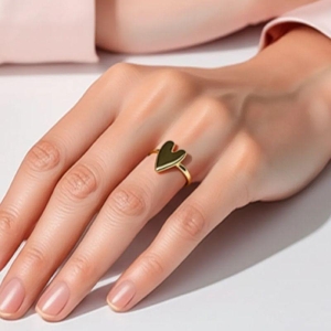 Anel Coração Esticado Liso Banhado a Ouro 18k