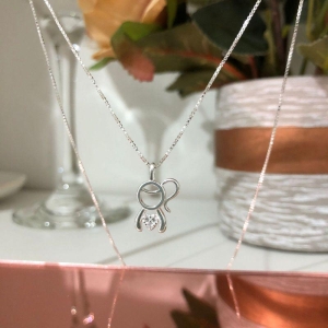 Colar 45cm Menina com Três Zircônias Prata 925