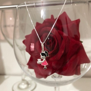 Colar Menina Resinado 45cm Prata 925