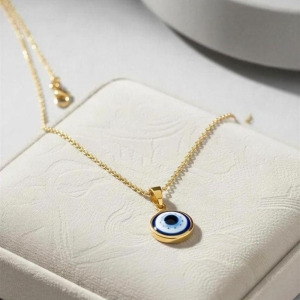 Colar Olho Grego 45cm Banhado a Ouro 18k