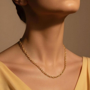 Colar Elos 40cm + 5cm Extensor Banhado a Ouro 18k