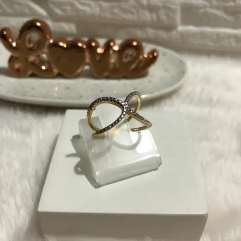 Anel Adi com Aplique de Ródio Banhado a Ouro 18k