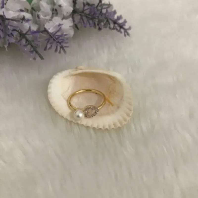 Anel Pérola com Coração Cravejado Banhado a Ouro 18k