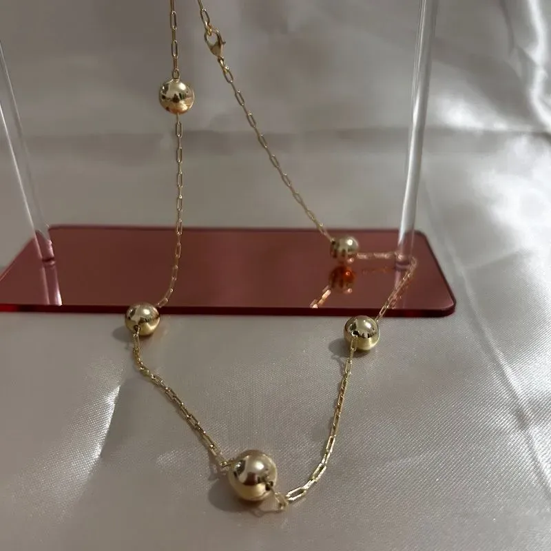 Colar Cartier com 5 Bolas Lisas 45cm Banhado a Ouro 18k