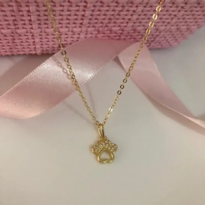 Colar Infantil 35cm Patinha Dog Banhado a Ouro 18k