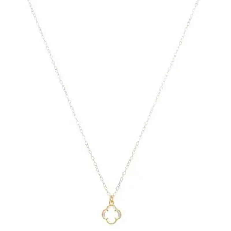 Colar Infantil Trevo Cristal 35cm Banhado a Ouro 18k