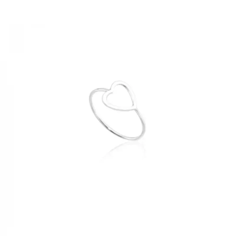 Anel Coração Vazado Horizontal Prata 925