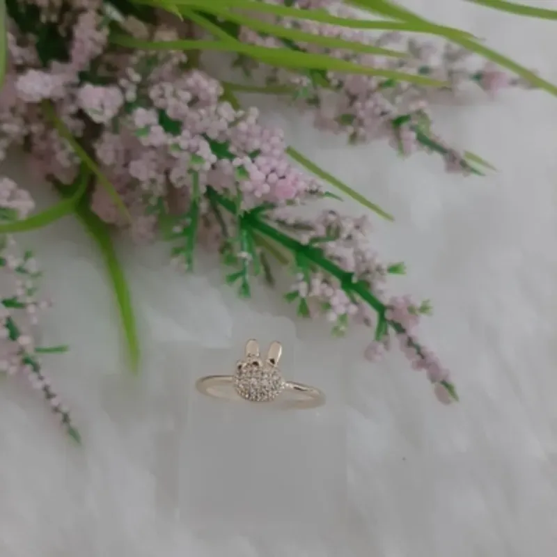 Anel Falange Coelho Cravejado Banhado a Ouro 18k