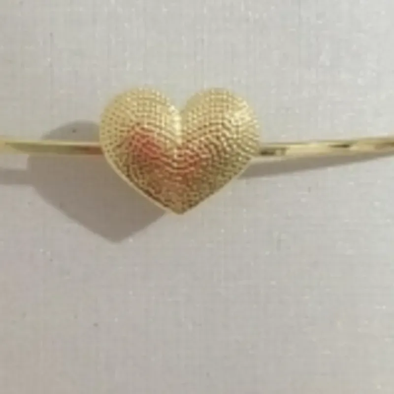 Bracelete Coração Trabalhado Banhado a Ouro 18k