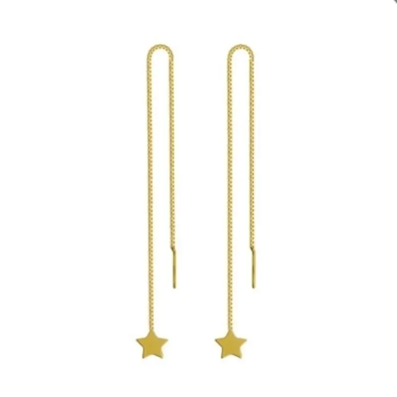 Brinco de Corrente Veneziana com Estrela Banhada a Ouro 18k