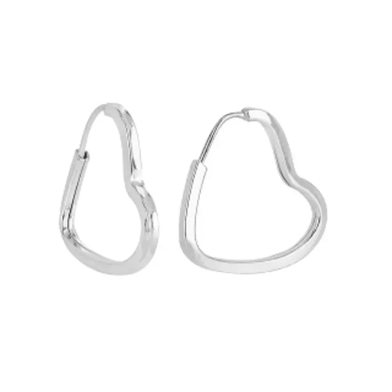 Brinco Argolinha Coração Fio Quadrado Prata 925