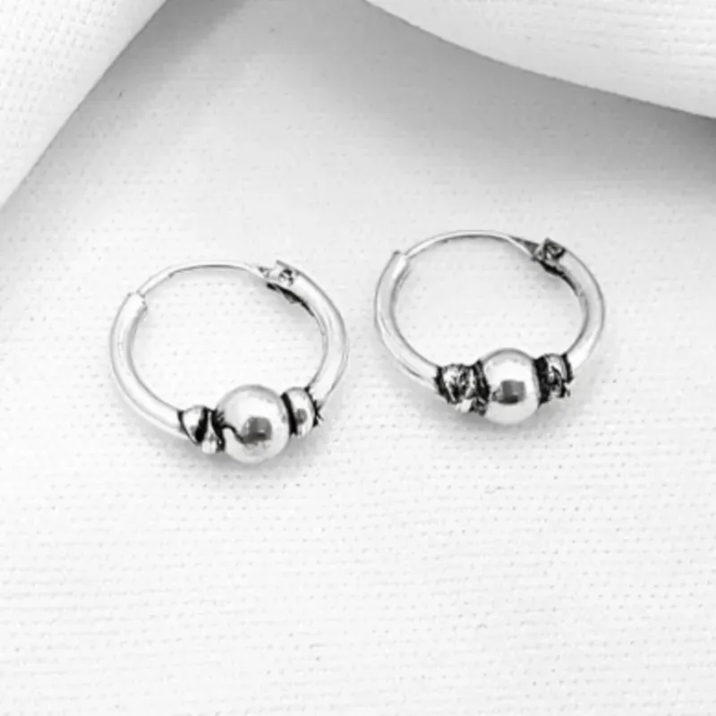 Brinco Prata 925 Argolinha Trabalhada