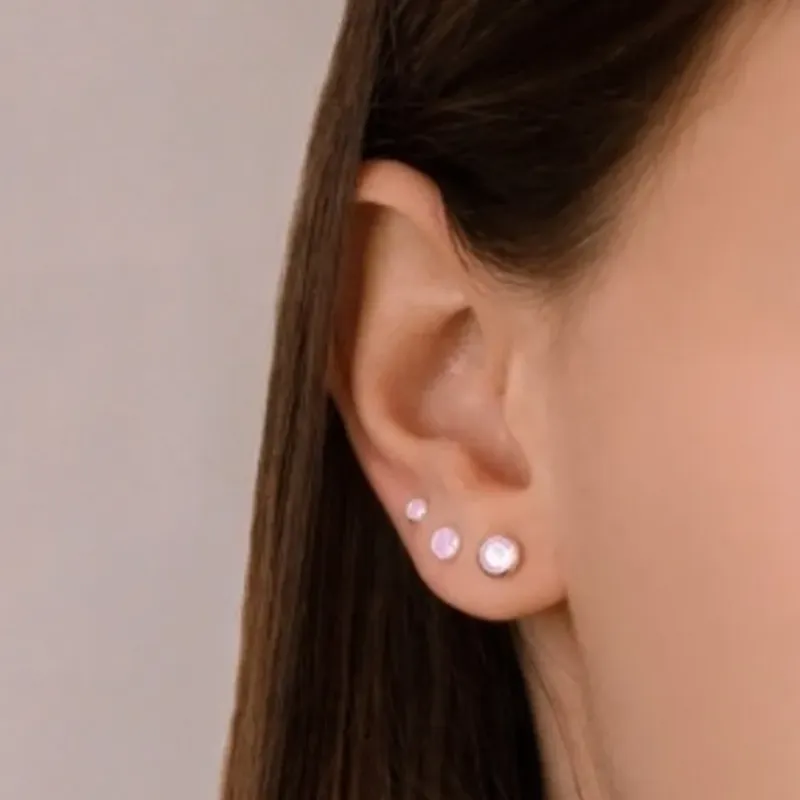 Brinco Prata 925 Trio Redondo Rosa Cristal