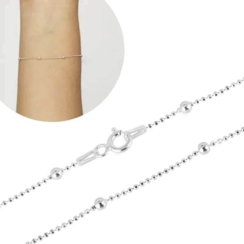 Pulseira Micro Bolinha Prata 925 (18cm)