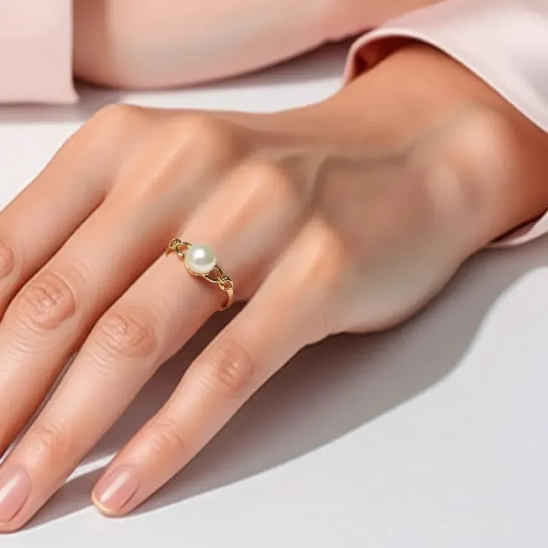 Anel Pérola Banhado a Ouro 18k