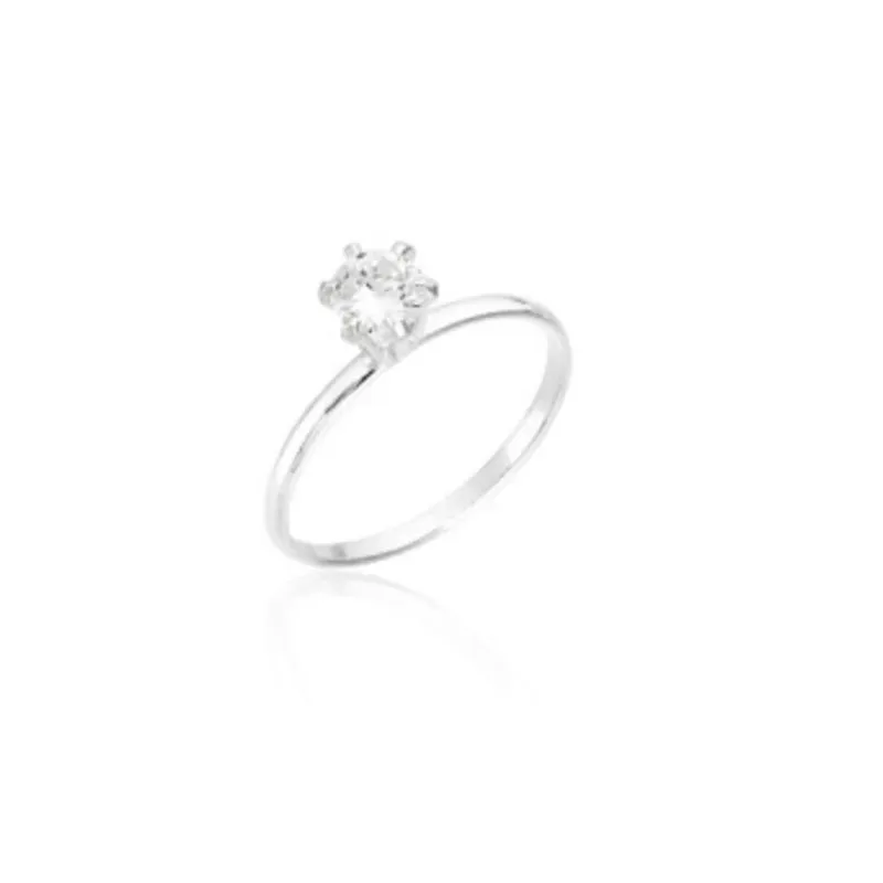 Anel Solitário com Zircônia Prata 925
