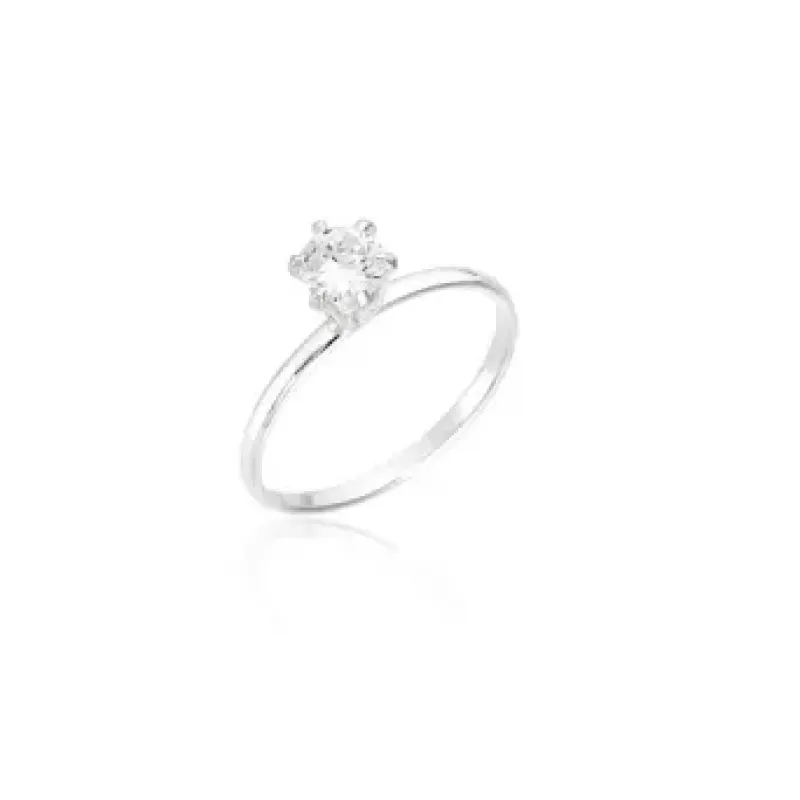 Anel Solitário com Zircônia Prata 925