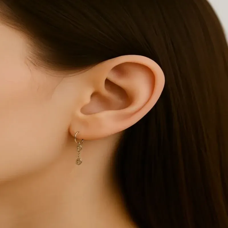 Brinco Dourado Argolinha com 2 Pingente GUCCI