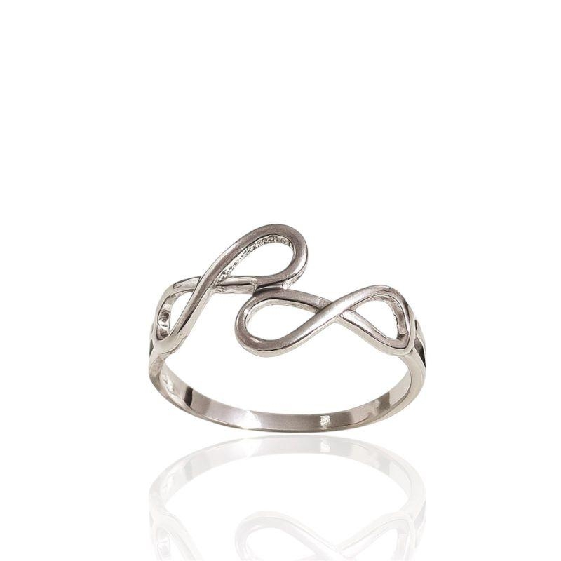 Anel Duplo Infinito Banhado a Ródio Branco